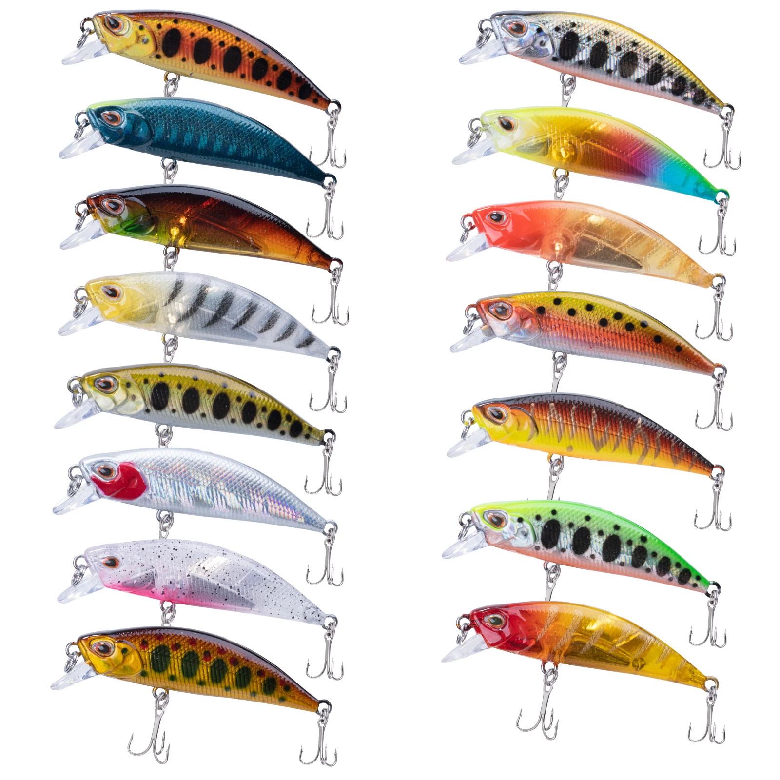 

Goture 15pcs Mixed Minnow Lure Set Wobbler Artificial Hard Bait 5.5cm 5g Fishing Lure Pesca Tackle for Trout Sea Bass Flounder