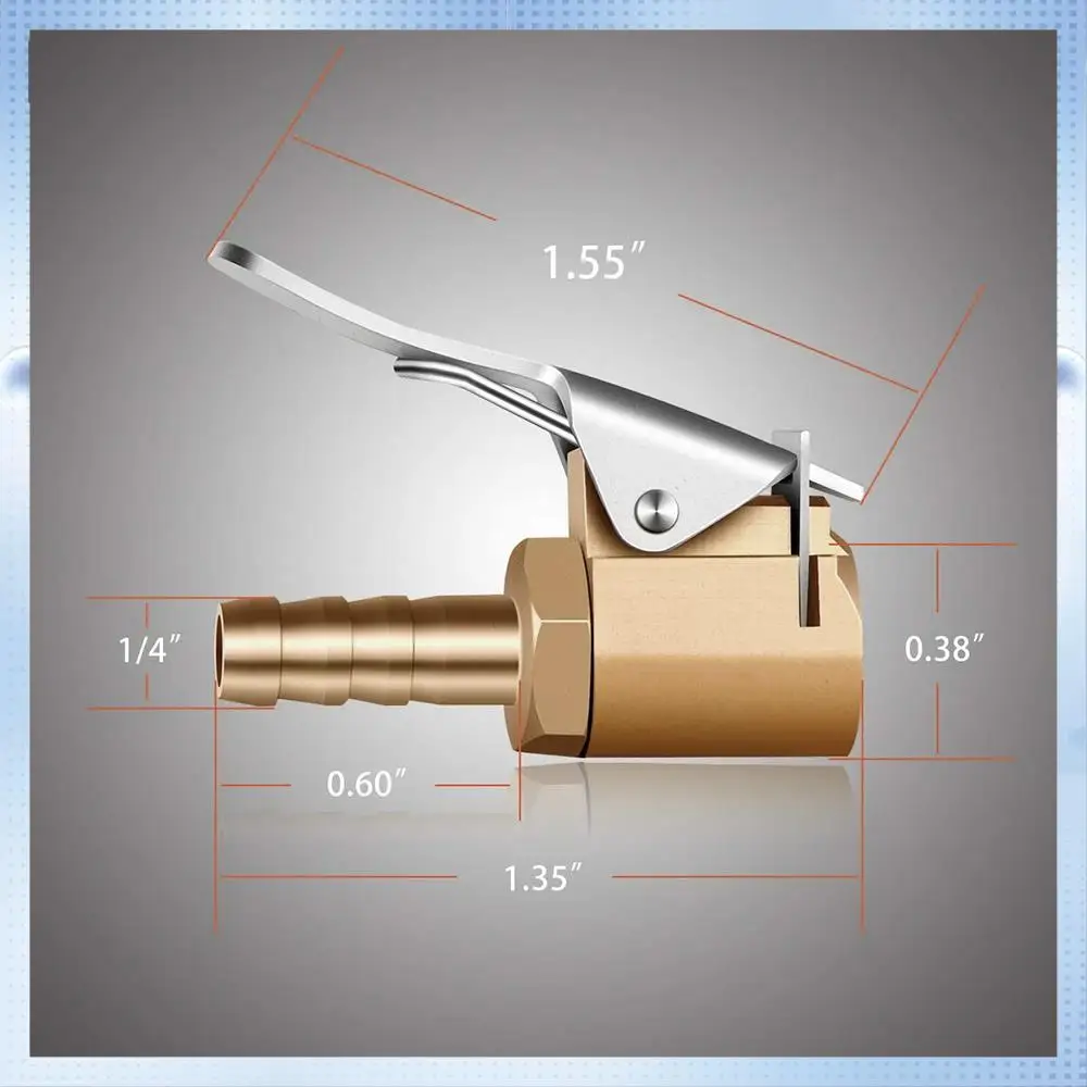 

NEW-1/4Inch Brass Tire Inflator Lock On Air Chuck,Mini Air Compressor Tire Inflator Chuck Hose End For Hose Repair-2Pack