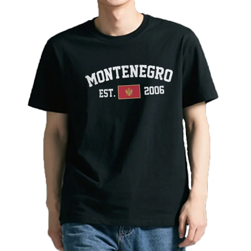 Drapeau de repassage 100 % coton du Monténégro avec Est. Année marine T-Shirts hommes décontracté femmes vêtements patri