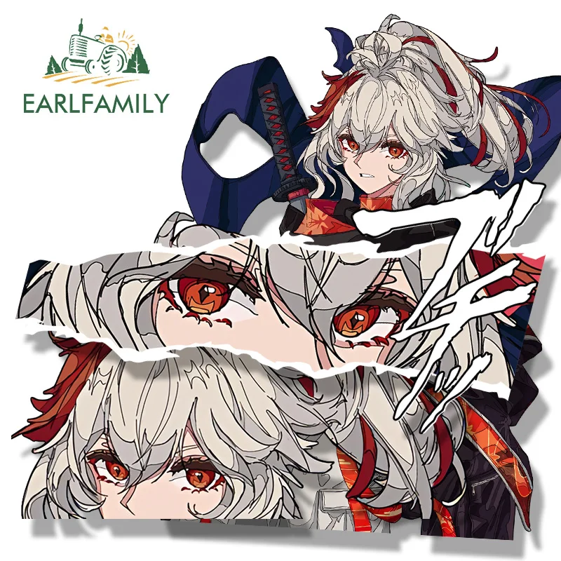 EARLFAMILY Samurai Kazuha Fanart Car Sticker Genshin Impact Chibi Peeker Decal Waifu Car Styling Racing Graffiti Slap Stickers