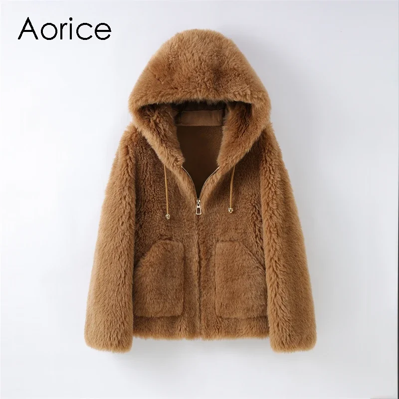 

Lady Girl Genuine Wool Causal Short Jacket Women's Polyester Lining Winter Warm Coat H2386