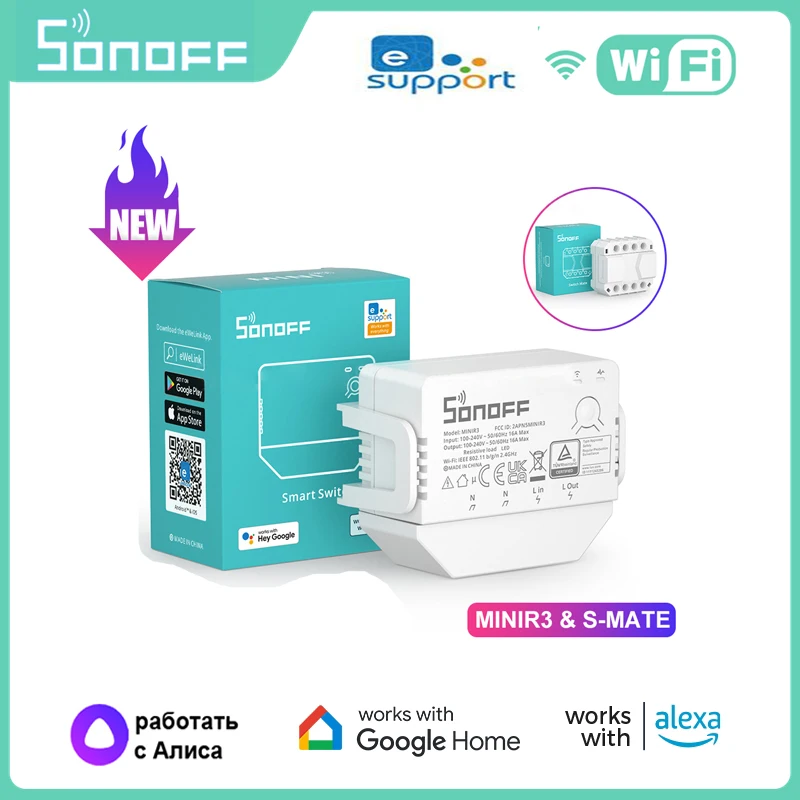 SONOFF EWeLink DUALR3/R3 Lite DIY MINI Smart Switch 2 Gang Dual Relay Module With Power Metering Control Via Alexa Google Home