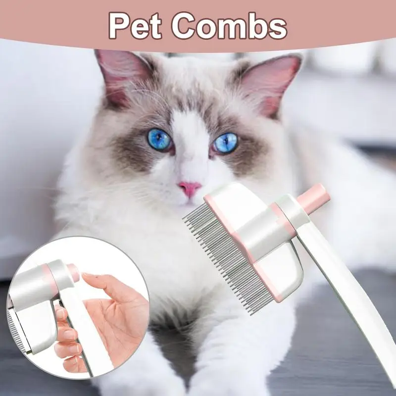 Peigne à rotation pour animaux de compagnie, brosse pour chat, poignées de perte de cheveux fins, peigne de démêlage pour chat, peigne pour animaux de compagnie remodelé