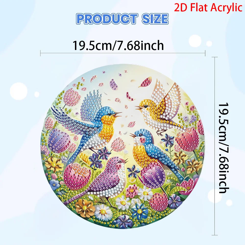 2D Flat Acrylic, 5D DIY Diamond Painting Kit Suitable for Beginners, Acrylic Mosaic Handmade Craft Pendant, Animal Bird Pattern