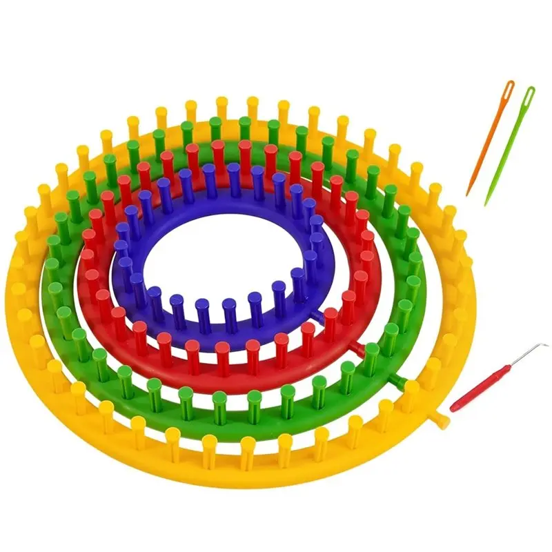 

【ELECTRONIC-ACCESSORIES】Knitting Loom Kit With Pompom Maker Round Knitting Loom For Beginner 4 Sizesneedle Set DIY Tool For Hats
