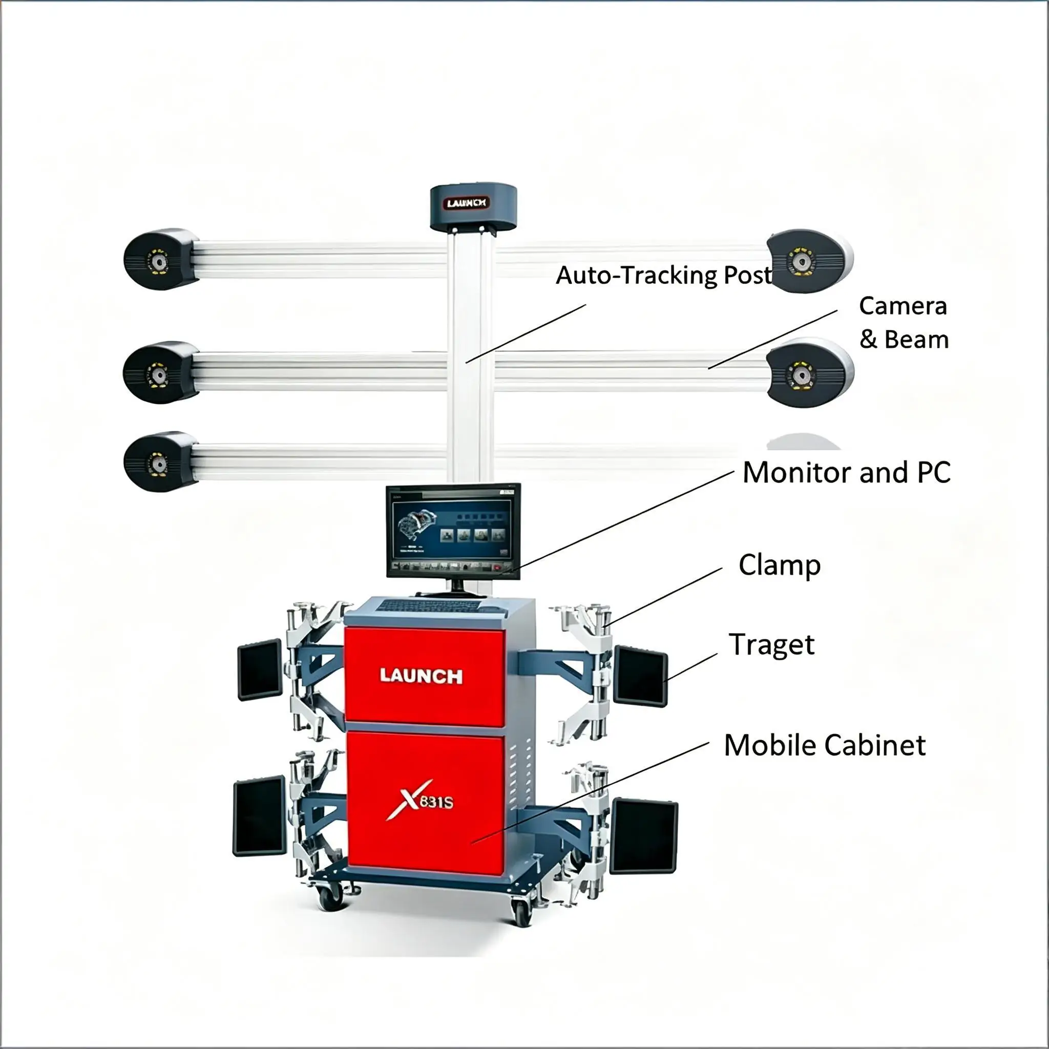 Launch X-831S Tracking 3D Car Four-Wheel Alignment Machine Wheel Alignment Instrument