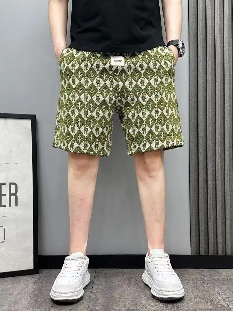 

Мужские летние шорты из ледяного шелка: дышащие, охлаждающие, повседневные, с модным принтом, удобные, легкие брюки-капри