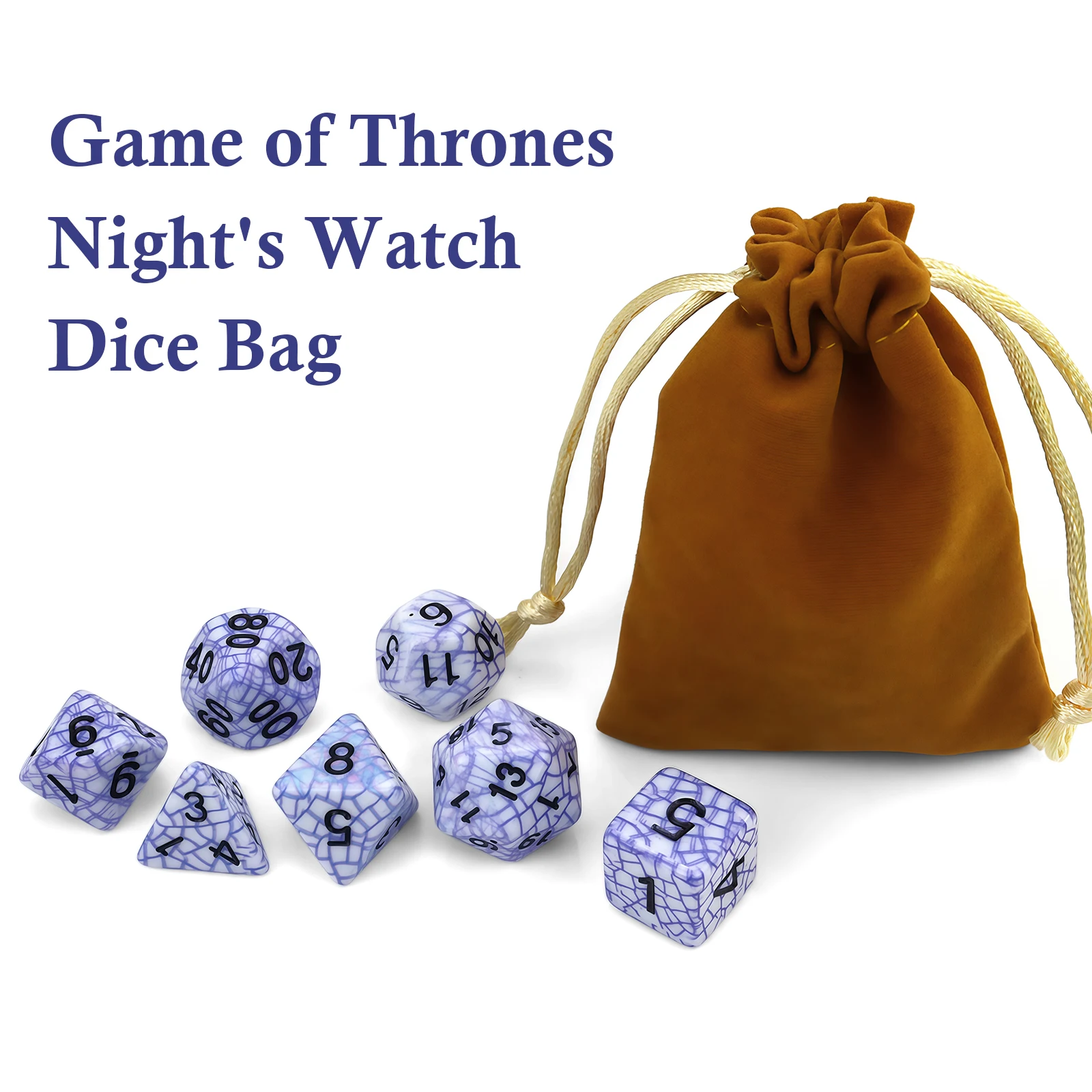 مجموعة نرد شبكية زرقاء متعددة السطوح مكونة من 7 قطع - هدية مثالية للعطلات لألعاب الطاولة العائلية (مع حقيبة تخزين)