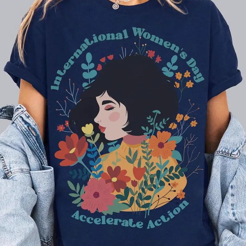 تسريع العمل العالمي يوم المرأة 2025 تي شيرت مطابقة المجموعة Iwd #1