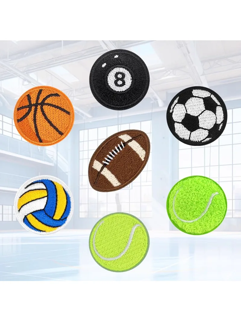 Patchs brodés de Football, Tennis, volley-ball, pour sacs, vêtements, jeans, autocollants de dessin animé, Appliques de vêtements faits à la main, 5 pièces