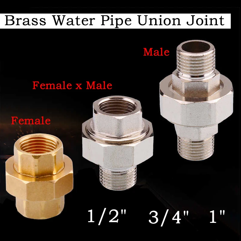 

1PCS 1/2" 3/4" 1" BSP Female/Male Brass Hex Pipe Union Fitting Connector Detachable Water Pipe Fittings