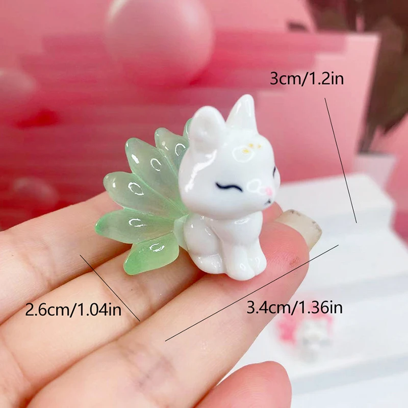 1 قطعة الثعلب الصغير تسعة الذيل مضيئة حلية الحرف شخصيات مصغرة الثعلب الصغير المشهد الصغير إكسسوارات ديكور منزلي هدايا #6