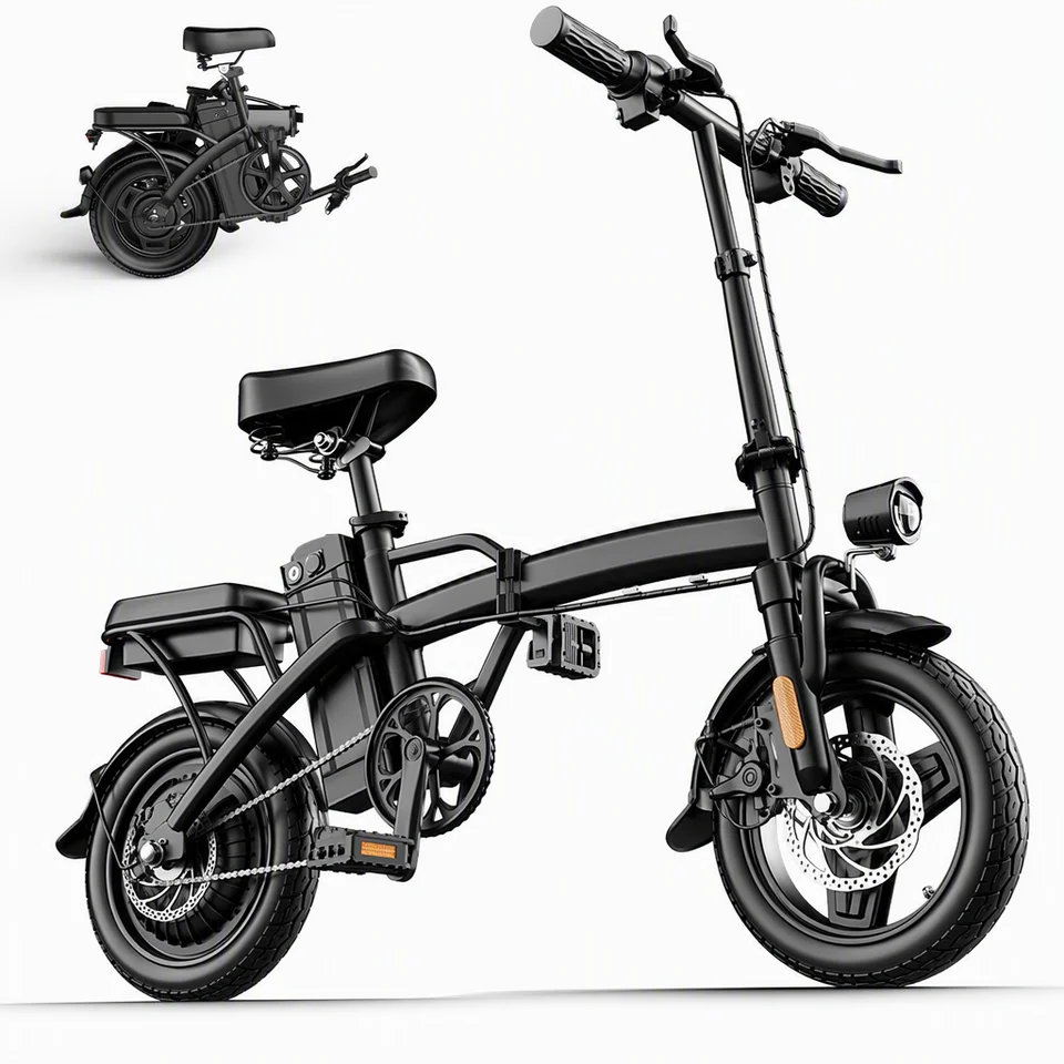 HOPAPE G11 Folding Electric Bike, 500W Peak Motor 48V 10AH Removable Battery, 14" Electric Bicycle for Adults, 20MPH Max Speed 20Miles Range, Dual Disc Brakes, City Commuter Ebike image 8