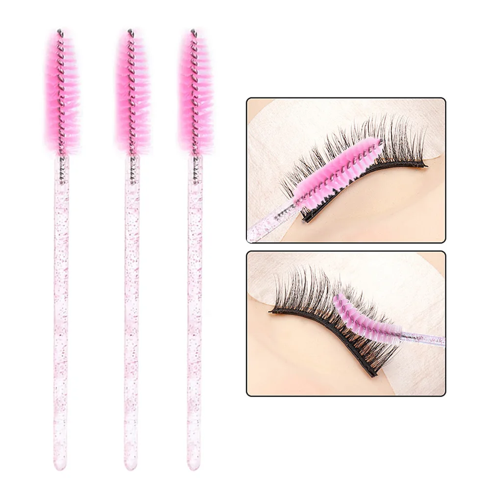 100 Stuks Kristal Wegwerp Wimper Borstels Spoolies Micro Lash Mascara Wands Kammen Groothandel Voor Wimpers Extension Make-Up Tool
