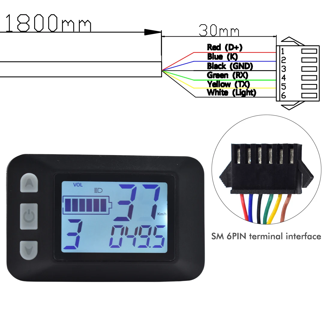 UART 2, multifunktionaler LCD-Bildschirm, elektrisches Fahrrad-Display, Computer, Fahrrad, regendicht, Tachometer, Kilometerzähler, Radfahren, wasserdicht