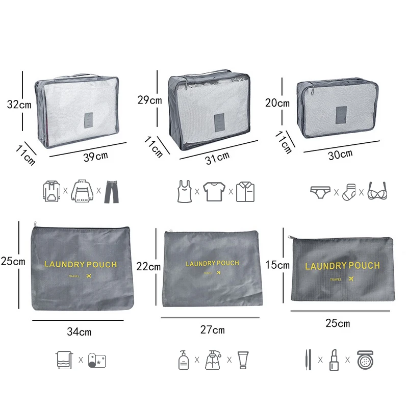 NONE 7/6 stücke Reise Lagerung Tasche Große Kapazität Koffer Lagerung Gepäck Kleidung Sortierung Organizer Set Beutel Fall Schuhe Verpackung Cube 8