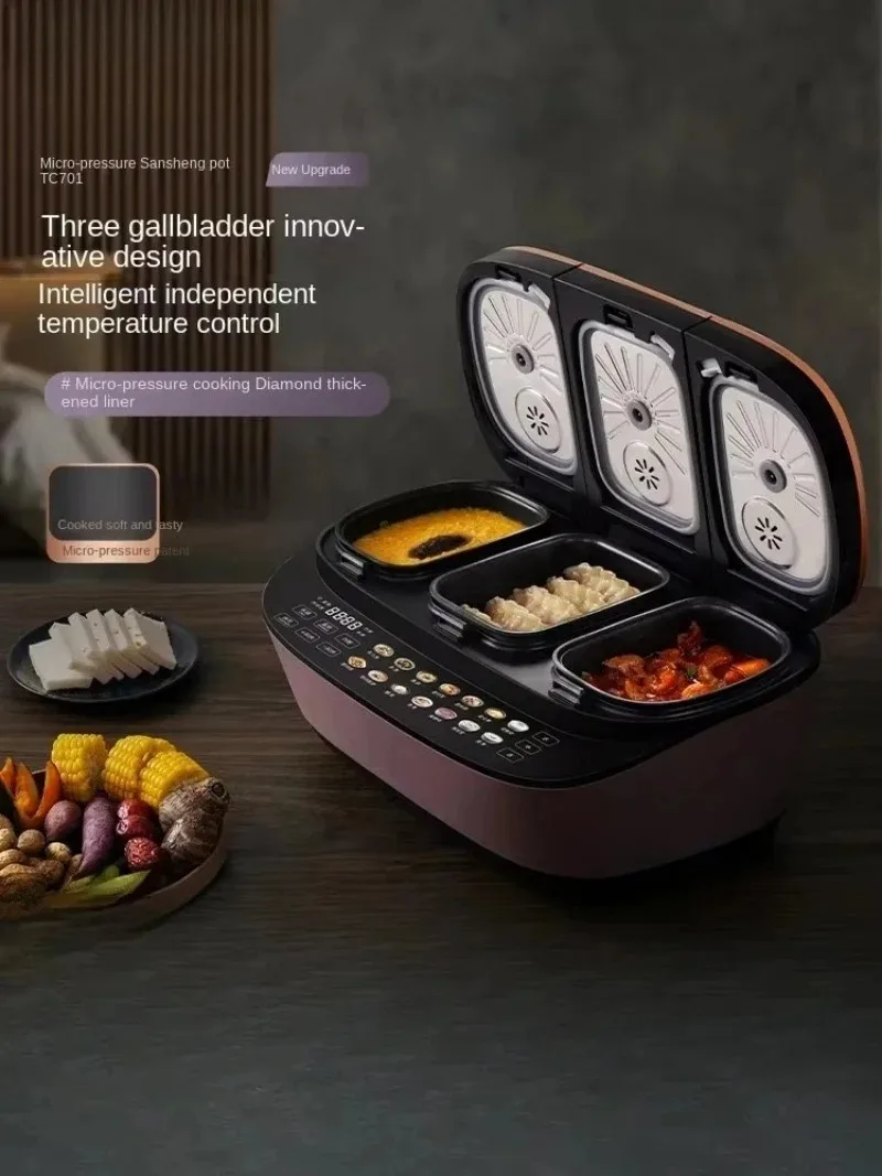 

Smart Rice Cooker with Triple Inner Pots, Soup Cooking Function, and Intelligent Multi-functional Design for Home Use