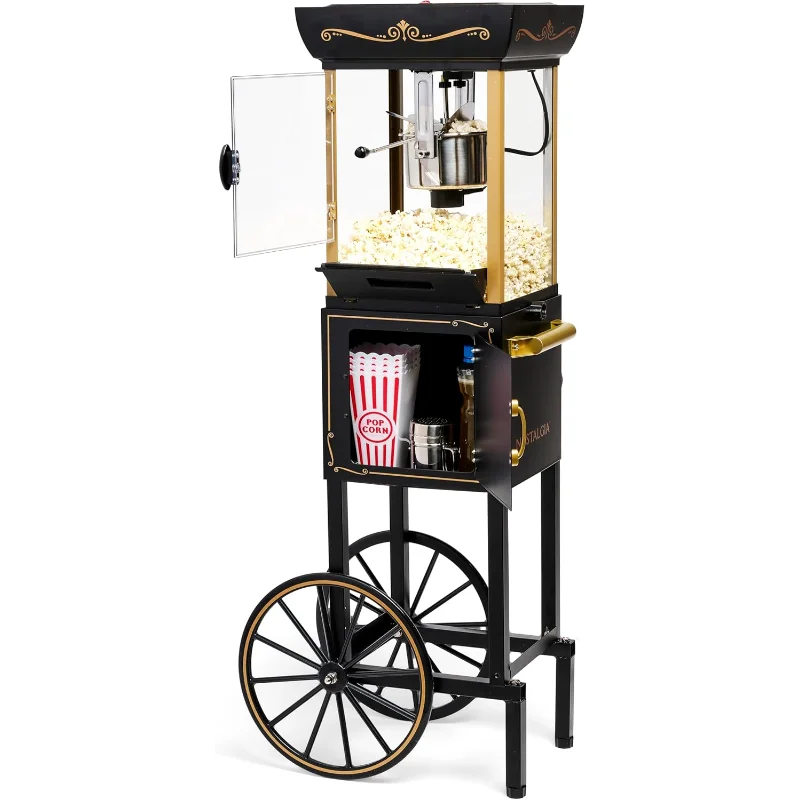 آلة صنع الفشار الحنين - عربة احترافية مع غلاية 2.5 أونصة تشكل ما يصل إلى 10 أكواب - فيلم آلة الفشار العتيق