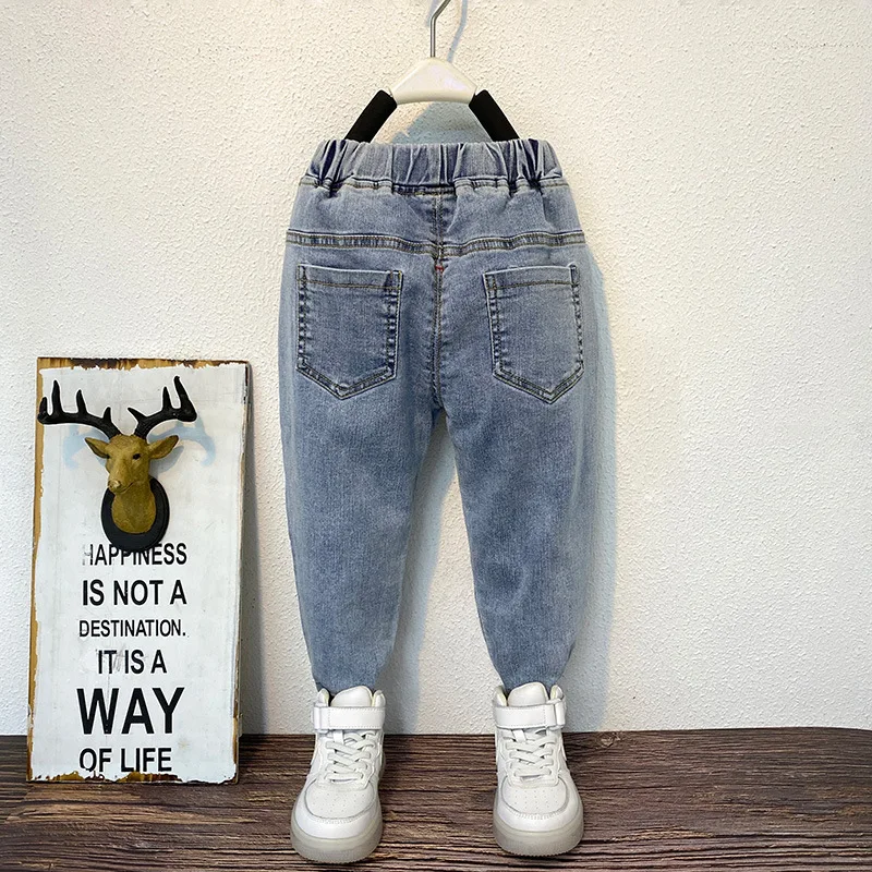 Boys\' Graffiti Stretch Jeans Spring and Autumn New Children\'s All-Match Trendy Brand Pants Boys\' Foreign Trade Crawler