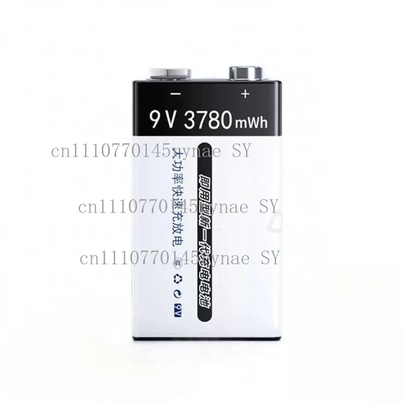 3780mwh 9V USB Rechargeable Li-ion Battery for Smoke Alarm Microphone Guitar Multimeter Detector Long Lasting with USB Cable