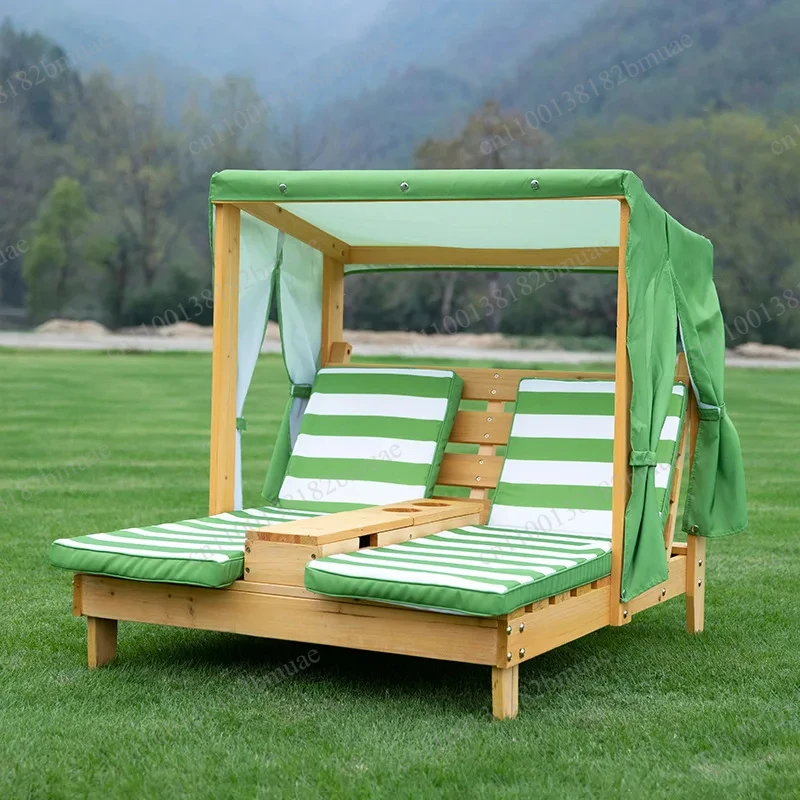 

For Kindergarten & Pet Lounging Kids Beach Lounge Chair - Outdoor Foldable Sofa with Backrest, Double Seat