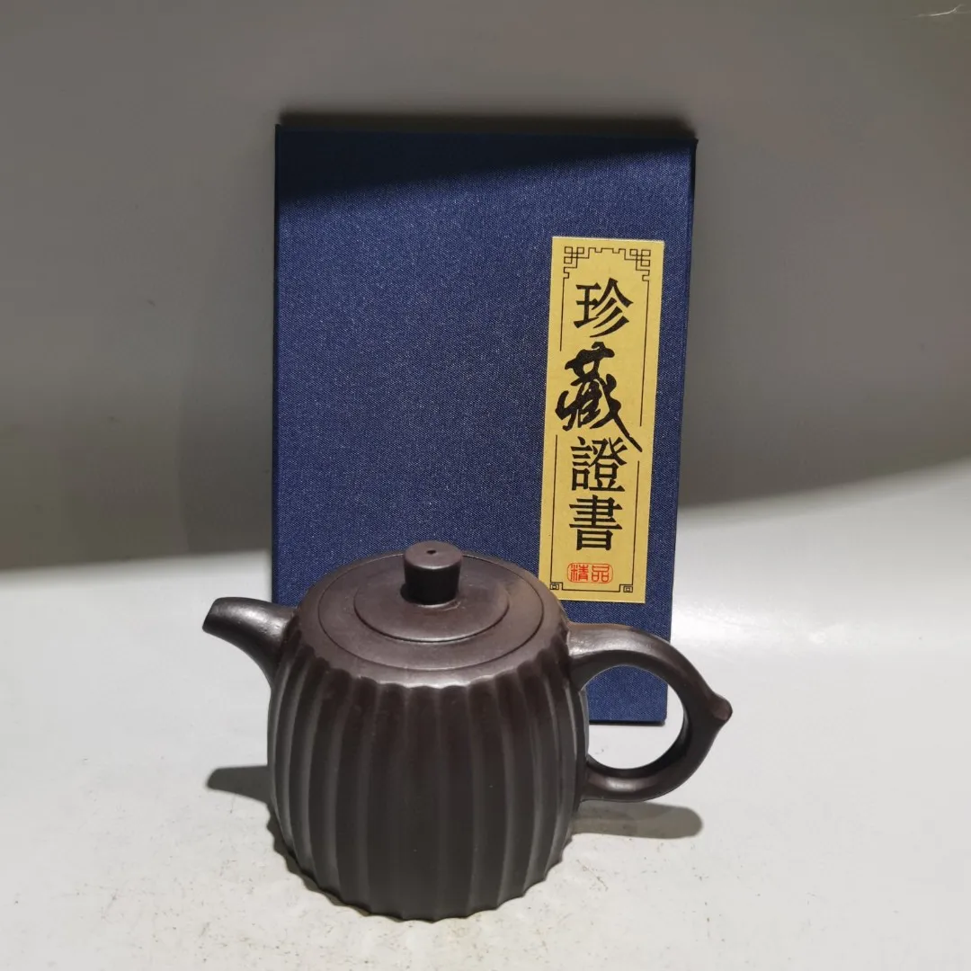 Yixing Purple Clay Teapot Tendon pattern Well railing pot Line pot Teapot Pot Tea Maker Office Ornaments