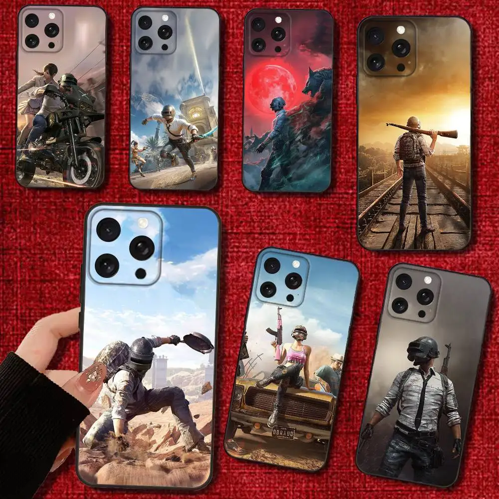

P-PUBG Game Phone Case For iPhone 16e,16,15,14,13,12,11,Pro,X,XS,Max,XR,Plus,Mini Soft Black Cover