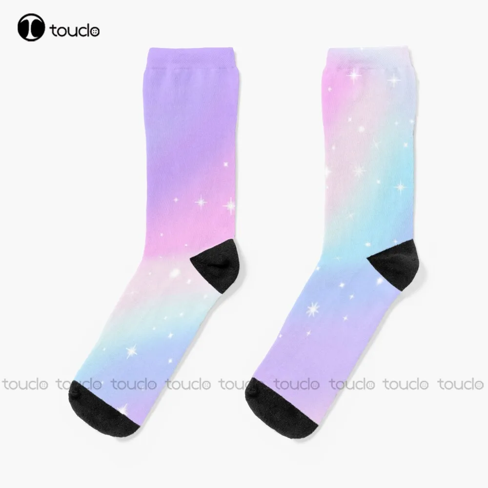 Kawaii Rainbow Magic Socks White Socks Street Skateboard Socks 360° Digital Print Design Cute Socks  Creative Funny Socks