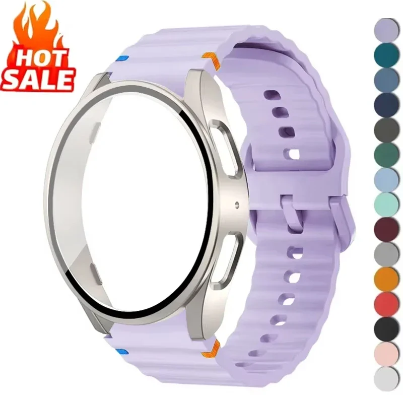 Case+Strap for Samsung Galaxy Watch 7 6 5 4 40mm 44mm Silicone original Band PC Protector Cover Bumper Galaxy Watch 6 Accessorie