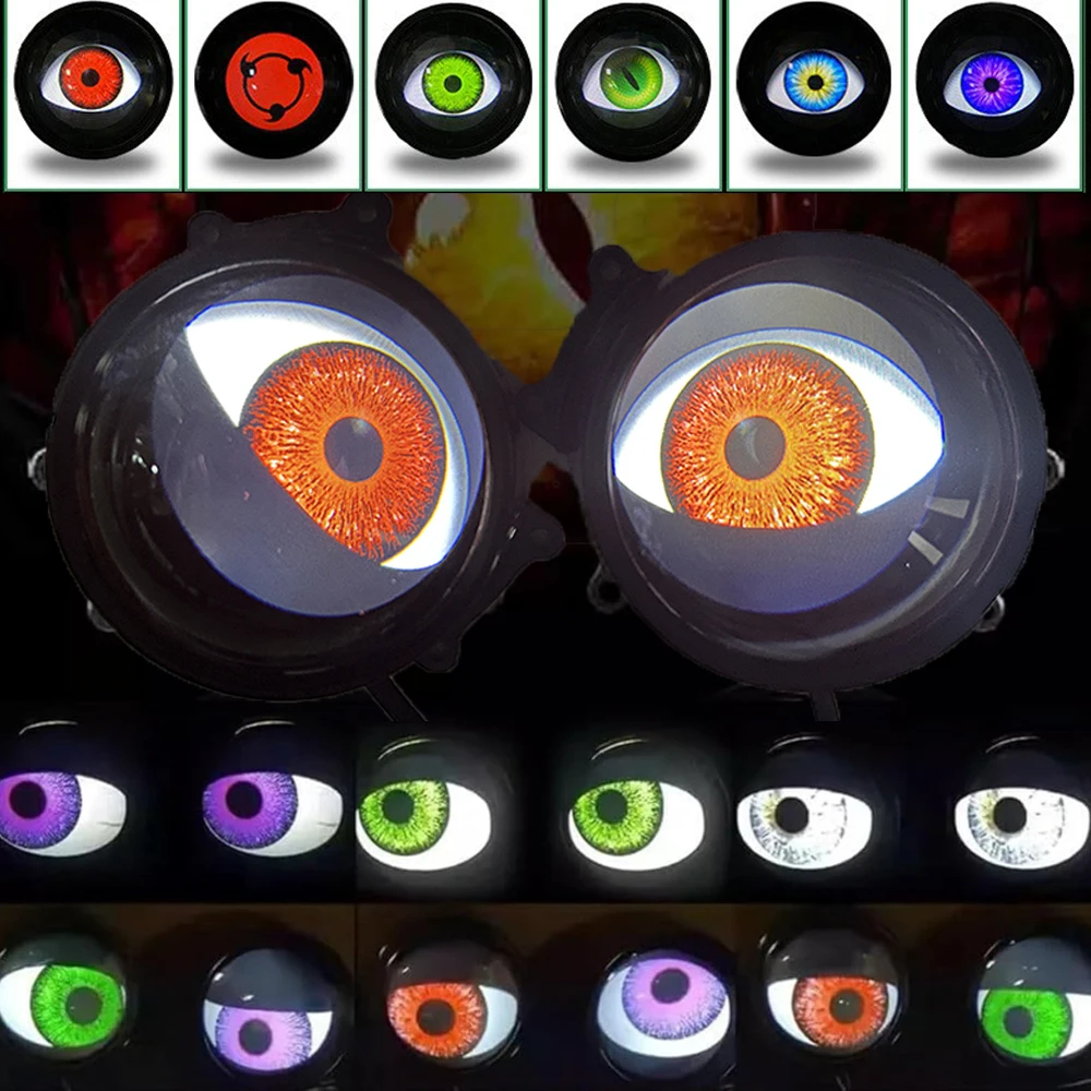 2 Car Devil's Eye Lights Headlights LED Dynamic Devil's Eye 12V Headlights with 6 Modes, Suitable for Motorcycle Headlights/Car