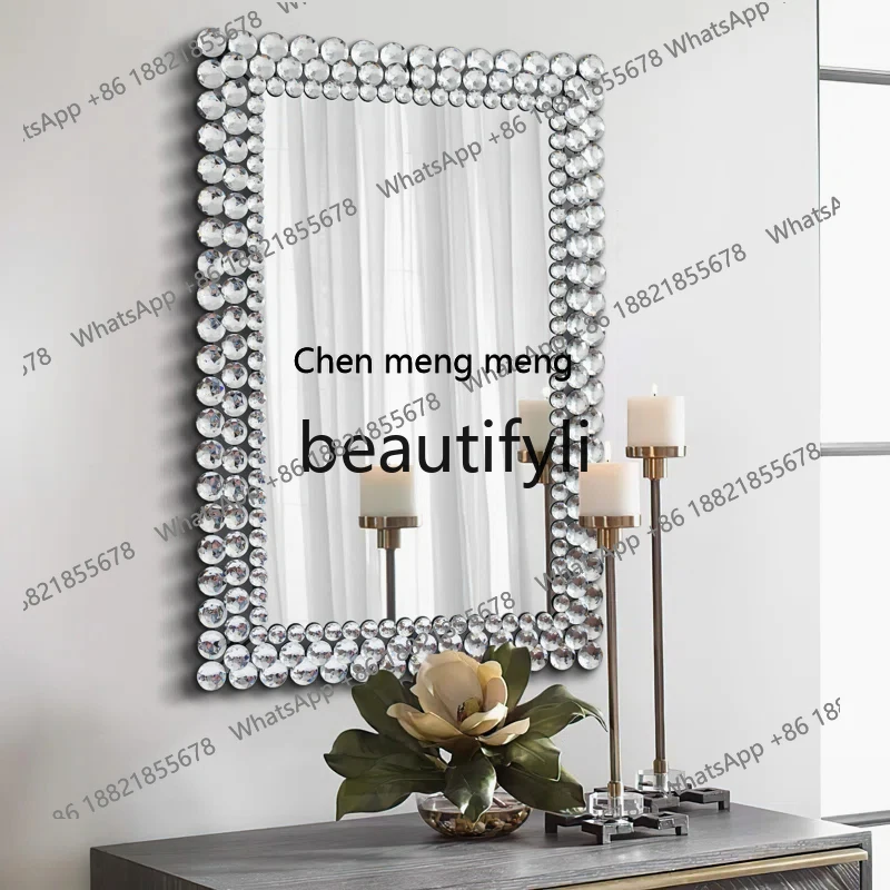 American wall pasted drilling toilet special-shaped French bathroom decorative mirror washing wall-mountedH
