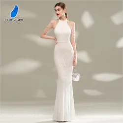 DEERVEADO Women's Elegant Mermaid Evening Dresses Luxury White Sequin Party Dresses for Wedding Formal Evening Gown