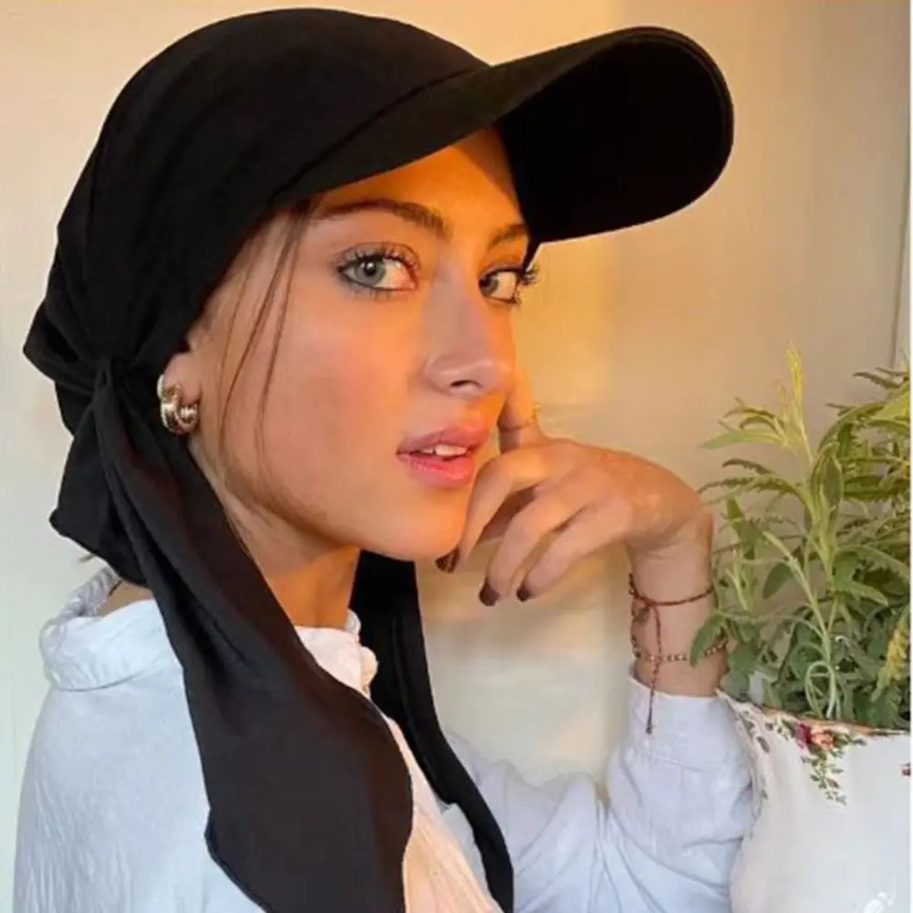 

Solid Color Headscarf Baseball Cap Nylon Turban Cap Sunscreen Beach Hats Sunscreen Hat Baseball Hat Hijab Shawl Sports
