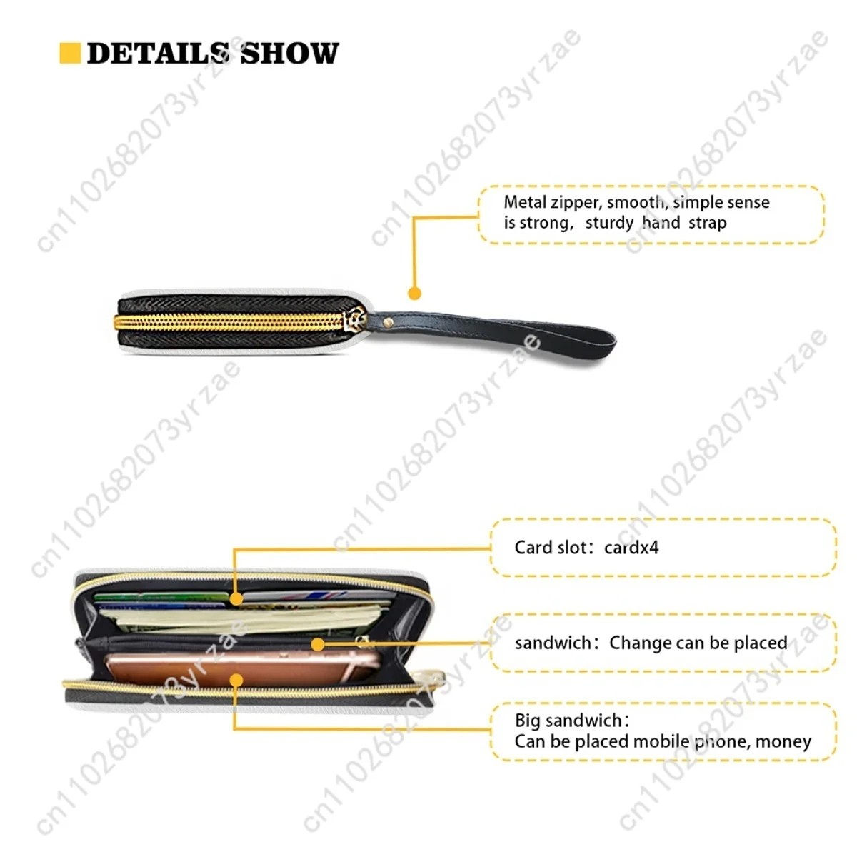 Slayer Wallet Mens Womens Teenagers Zipper Long Wallet Double Print Commuter Personalized Photo Text Customized Portable Wallets