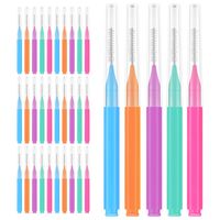 50 Pcs Interdental Brush Tooth Cleaning Straight H Soft Bristles Portable Braces Floss Picks Teeth Cleaners Dental