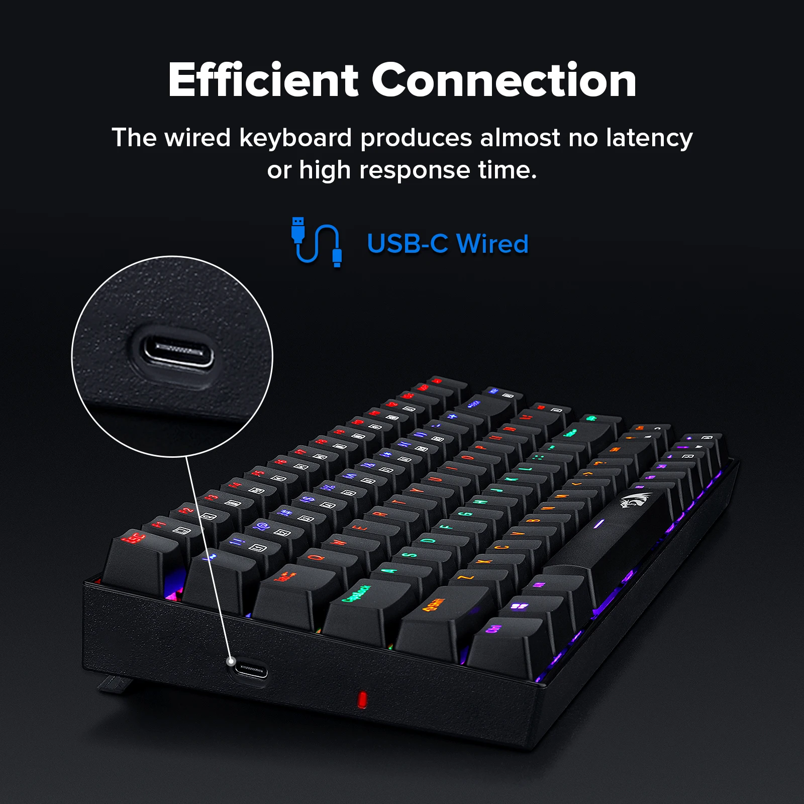 Redragon K629-KB USB 기계식 게임 키보드 75% 무지개 LED 백라이트, 84 키 레드/블루 스위치 컴퓨터 PC 플레이어