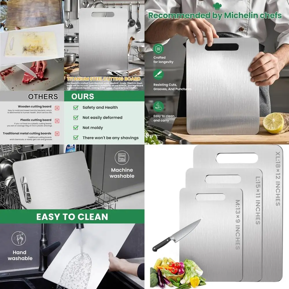 

15x11 Inch Pure Titanium Chopping Board - Non-Slip, Dishwasher Safe, Scratch-Resistant, Easy Clean, Durable & Hygienic Kitchen T