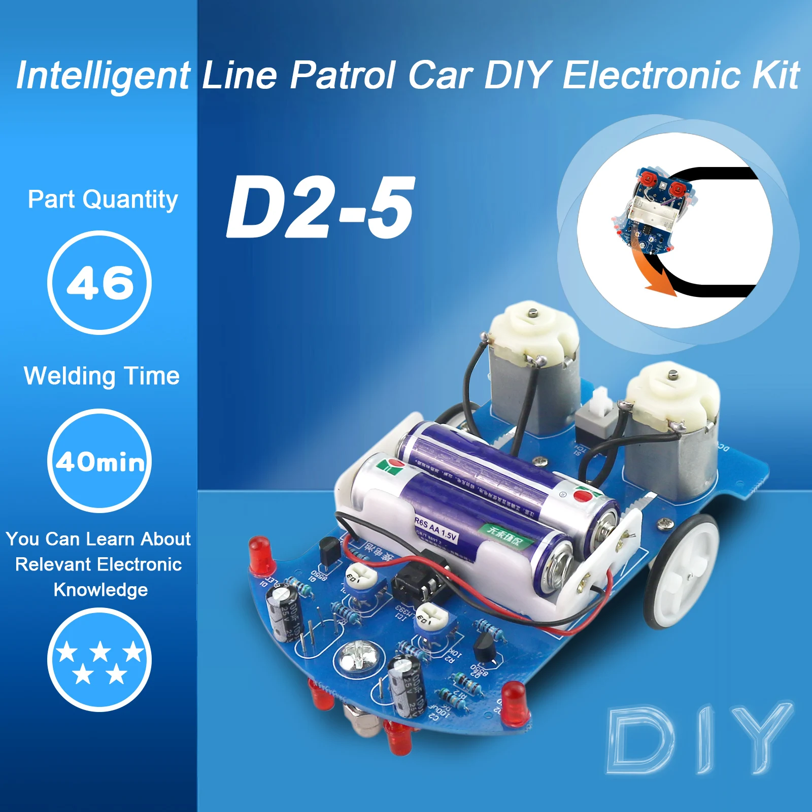 DIY zestaw elektroniczny inteligentna linia śledząca samochód automatyczny patrol indukcyjny inteligentny robot zestawy samochodowe eksperyment nauczanie zabawka D2-5