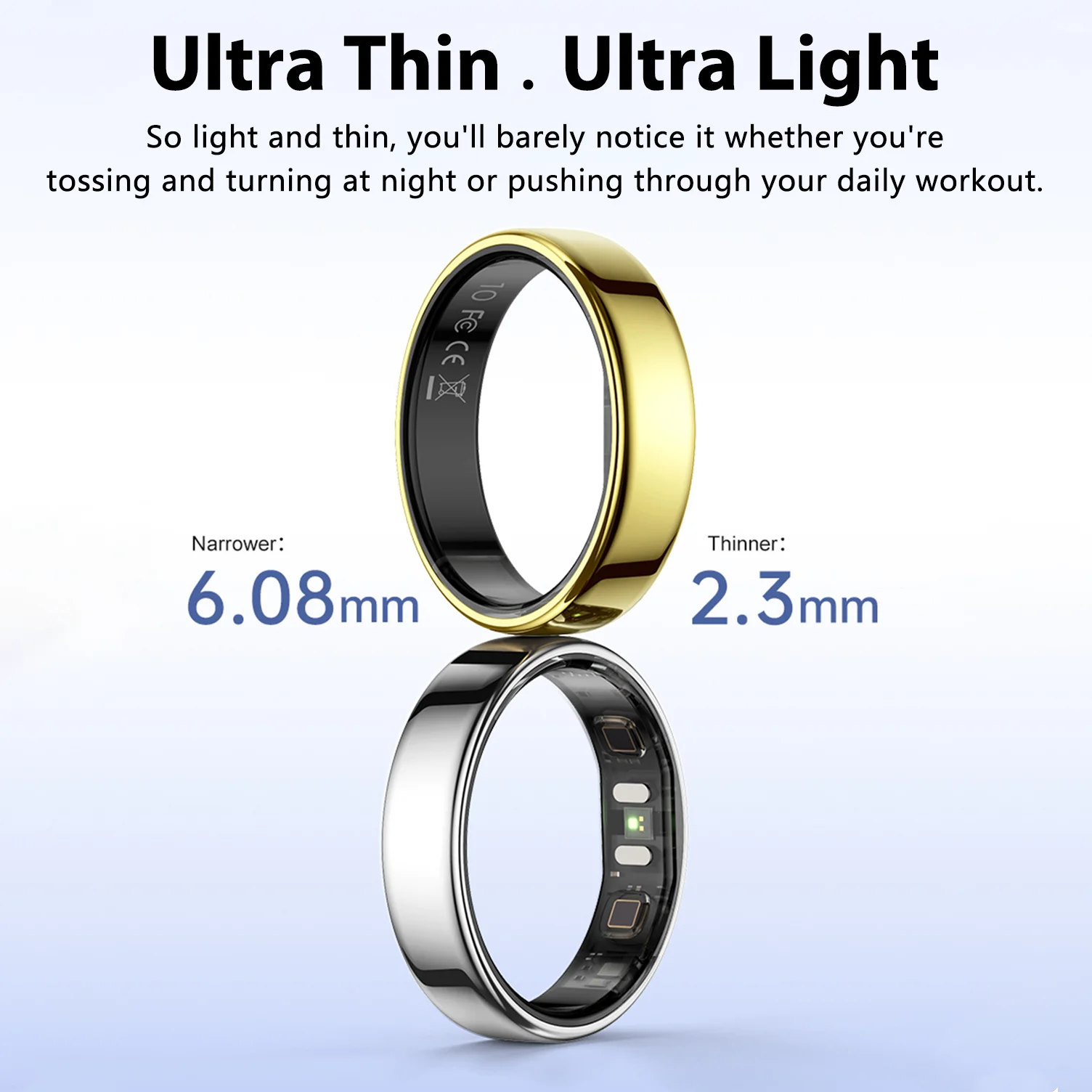 R21 Smart Ring Multi Sport Modes Heart Rate Blood Oxygen Monitoring AI Health Analysis 5ATM Waterproof Ultra-thin Fitness Ring