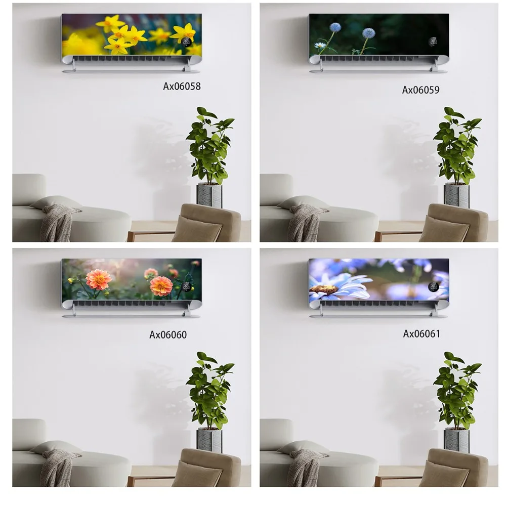 Realistic Floral Air Conditioner Decal Self‑Adhesive PVC AC Panel Sticker Nature Flower Refresh Scratched Old Air Conditioner