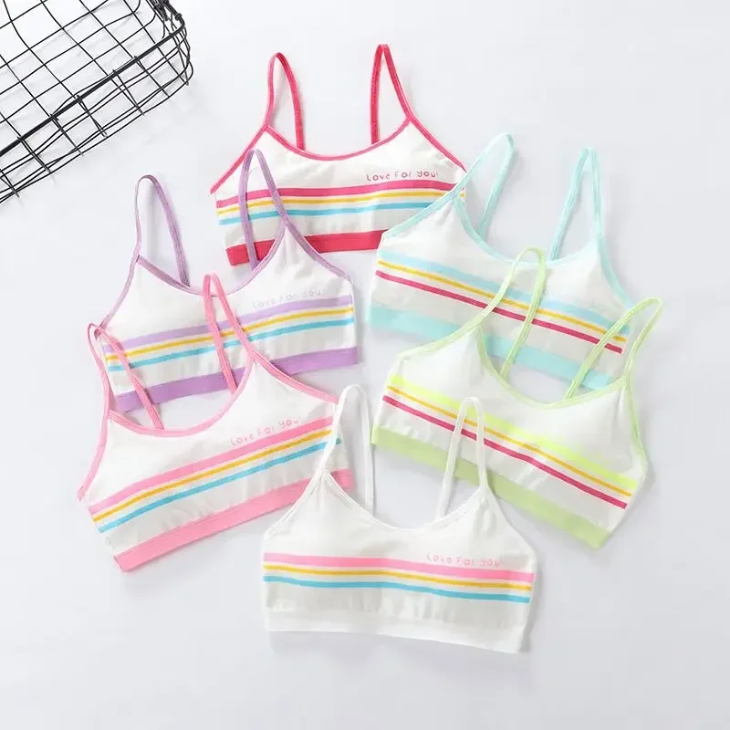 

3pcs Girl's Sport Bras Teens Brassiere Kids Underwear Cotton Girls Training Bra Push Up Running Tops 8-14 Year