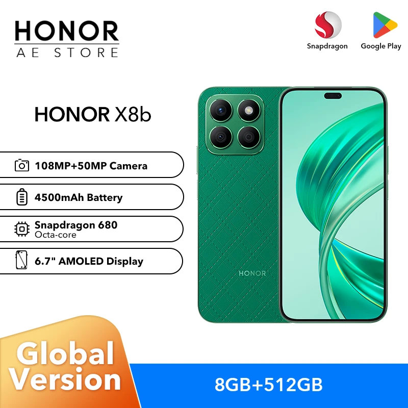 HONOR X8b 8GB 256GB 6.7 inch AMOLED Display 4500 mAh Battery 108MP Triple Rear camera