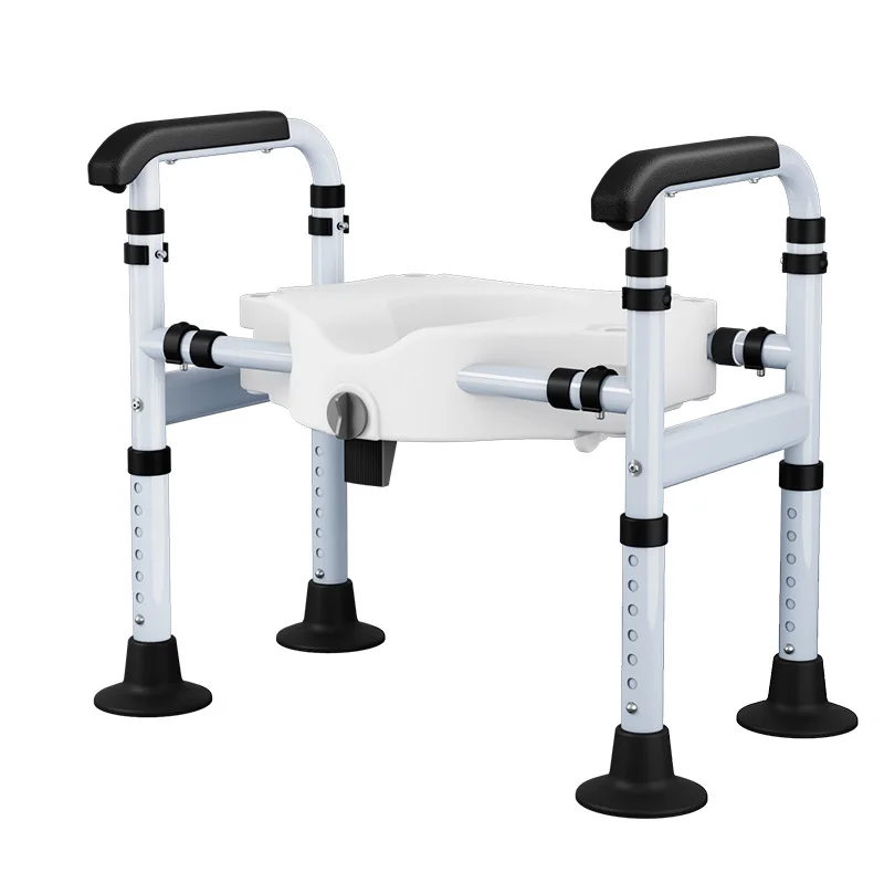 Elderly Toilet Booster Seat with Armrests High Carbon Steel Raised Toilet Seat Chair Stool for Postoperative Patient Mobility