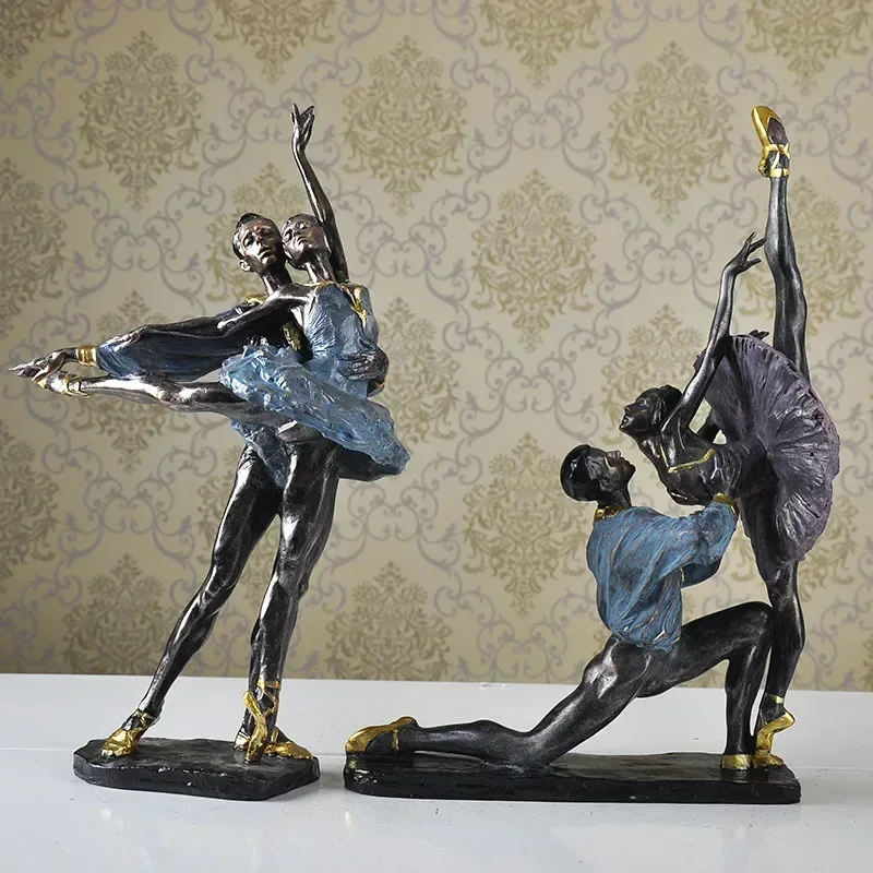 Vintage Ballet Lovers Resin Sculpture - Handmade Ballerina Dancer Statue, Artistic Craft Ornament, Ideal Present for Art Enthusi