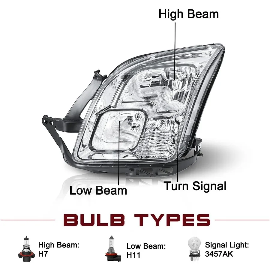 مجموعة المصابيح الأمامية المتوافقة مع 2006 2007 2008 2009 استبدال المصابيح الأمامية للركاب وجانب السائق مع الكروم