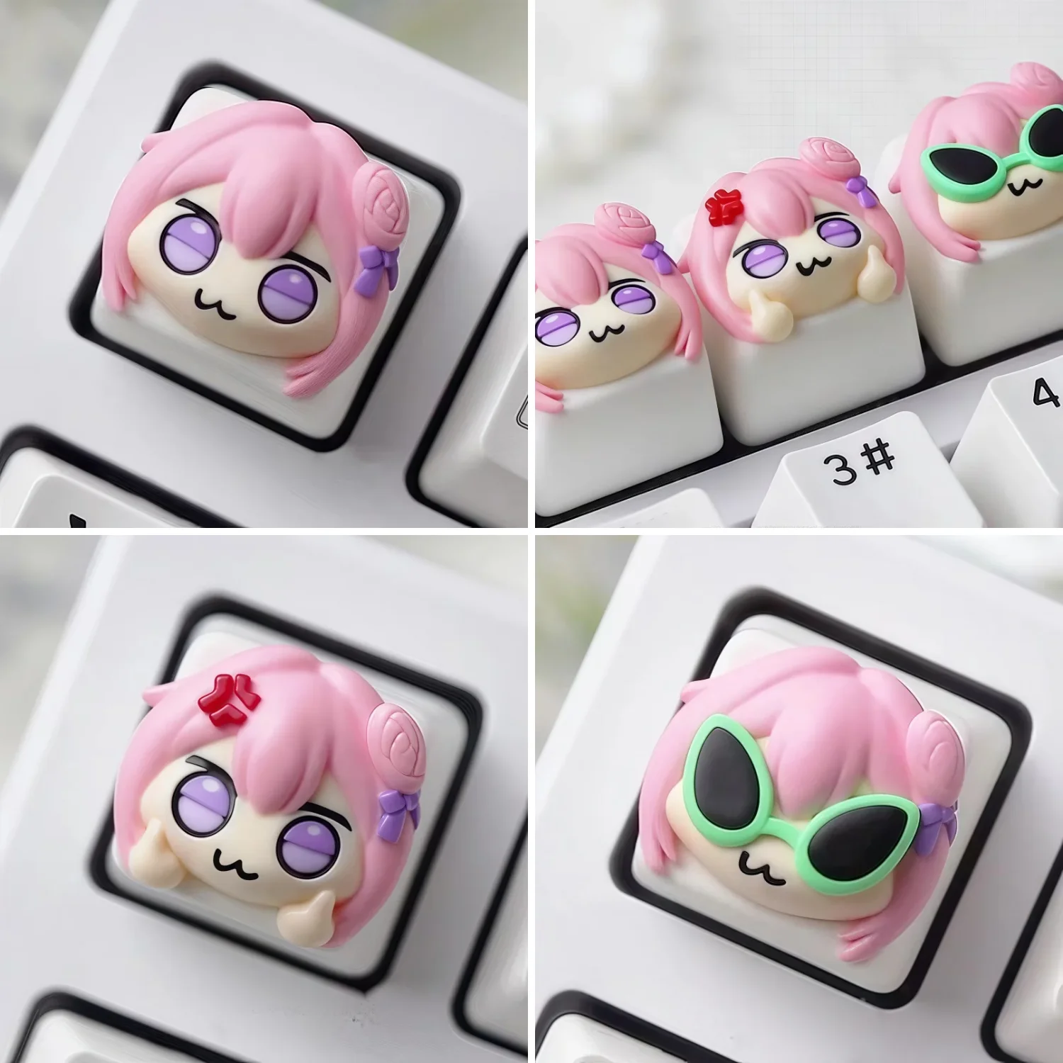 NIKKE Doro Keycaps cartoon resin keycaps, Mechanical Keyboard keycaps, Gaming Artisan KeyCap kawaii girl cute keycaps,Esc keycap