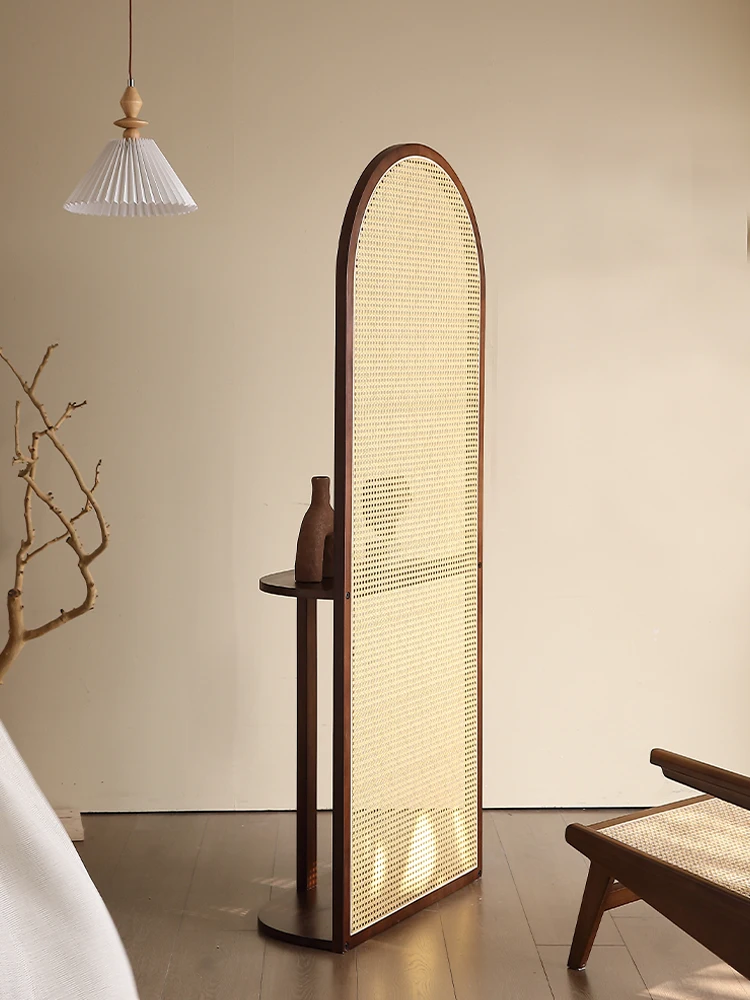 

Rattan small screen partition living room porch bedroom removable wooden rack