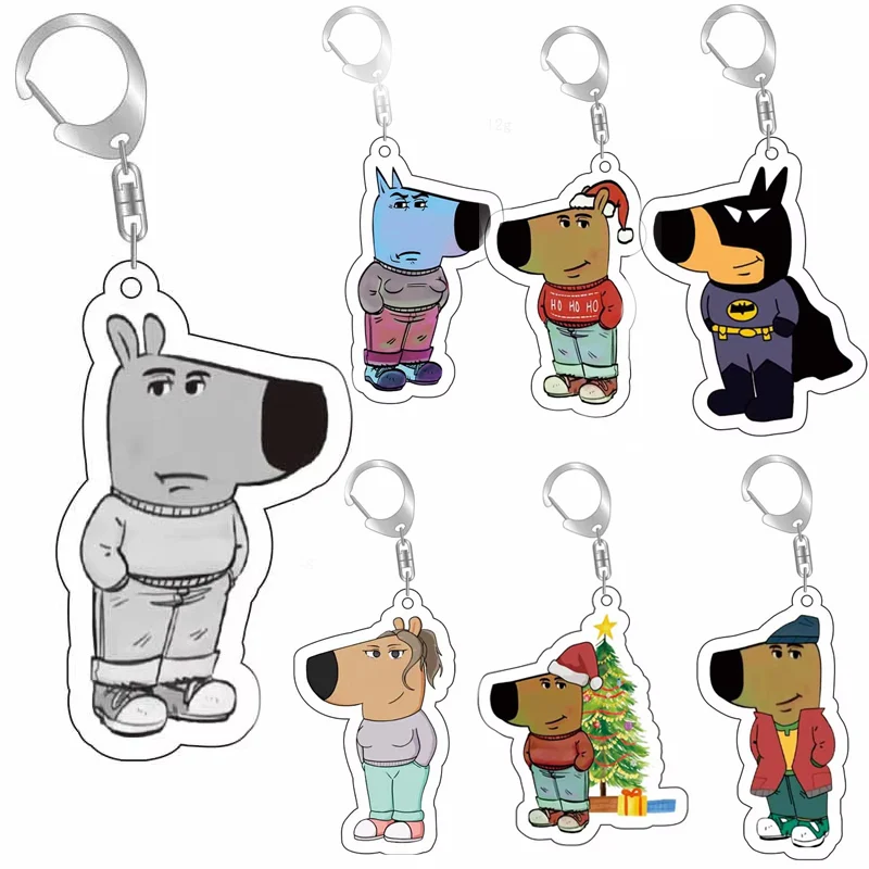 New Just A Chill Guy Girl Meme Keychains for Accessories Bag Key Chain Ring Jewelry Cool Dog Holidays Friends Keyring Gifts