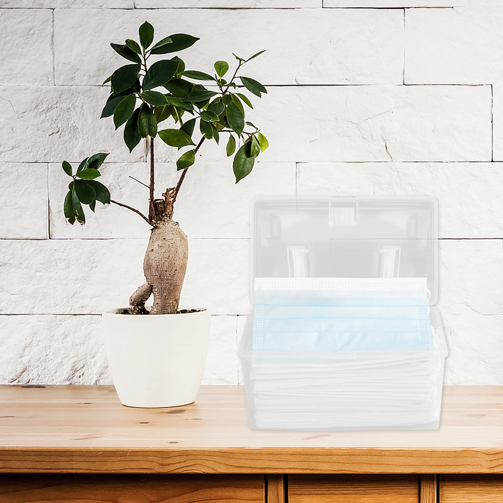 

1Pcs Mask Storage Box Plastic Sturdy Cover Design Multifunctional Mask Container Compact Lightweight for Household Use