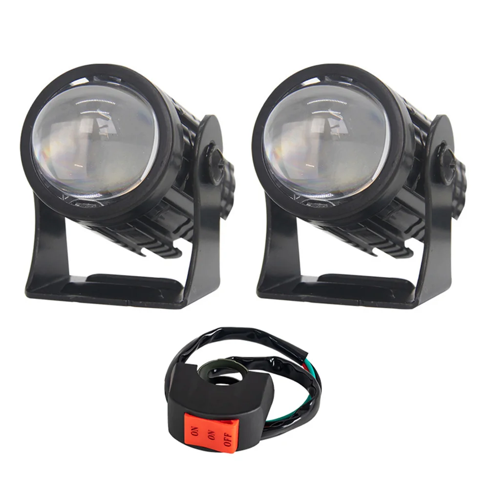 Dual Color LED Spotlight 3000LM 12V for Motorcycle ATV Scooter with Adjustable Beam, Waterproof Aluminum Alloy Fog Light Lamp